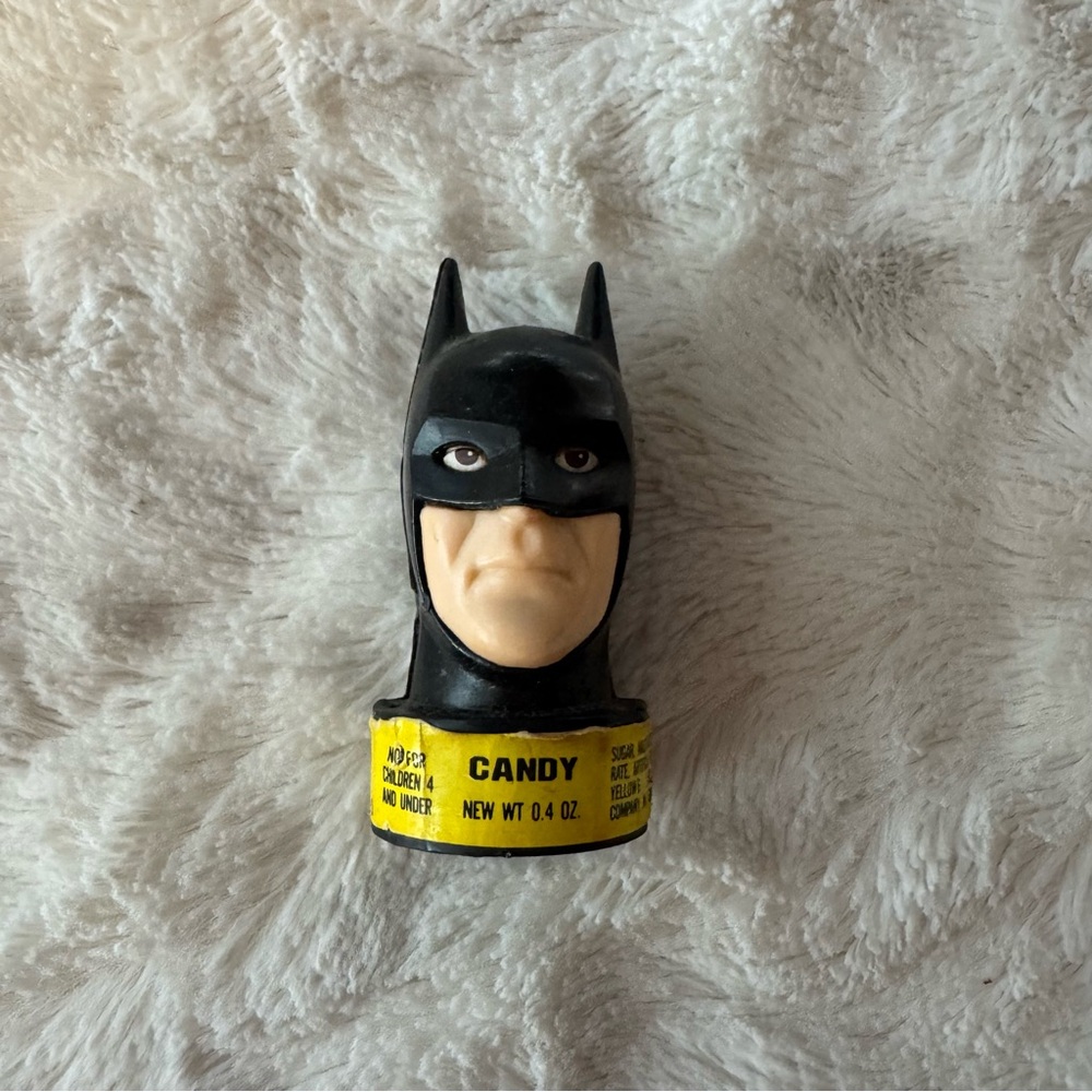 Topps Batman Candy Container 2.5” Bubble Gum Head Black 1989 Vintage